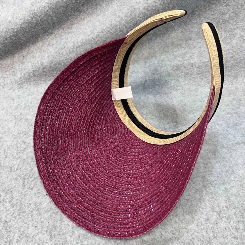 Womens Burgundy Unbranded Straw Sun Visor OSFM